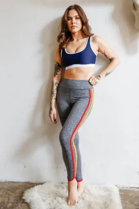 Sporty Chic High-Waist Colorful Side Stripes Leggings