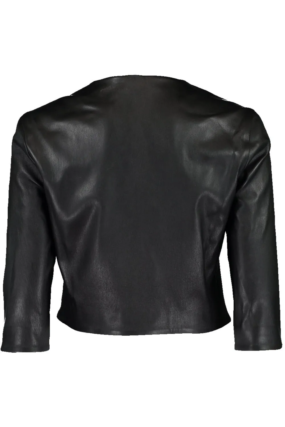 Stretch Leather Cardigan Jacket - Black