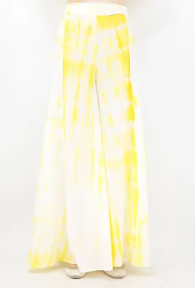 Summer Yellow And White Tie And Dye Cotton Palazzo