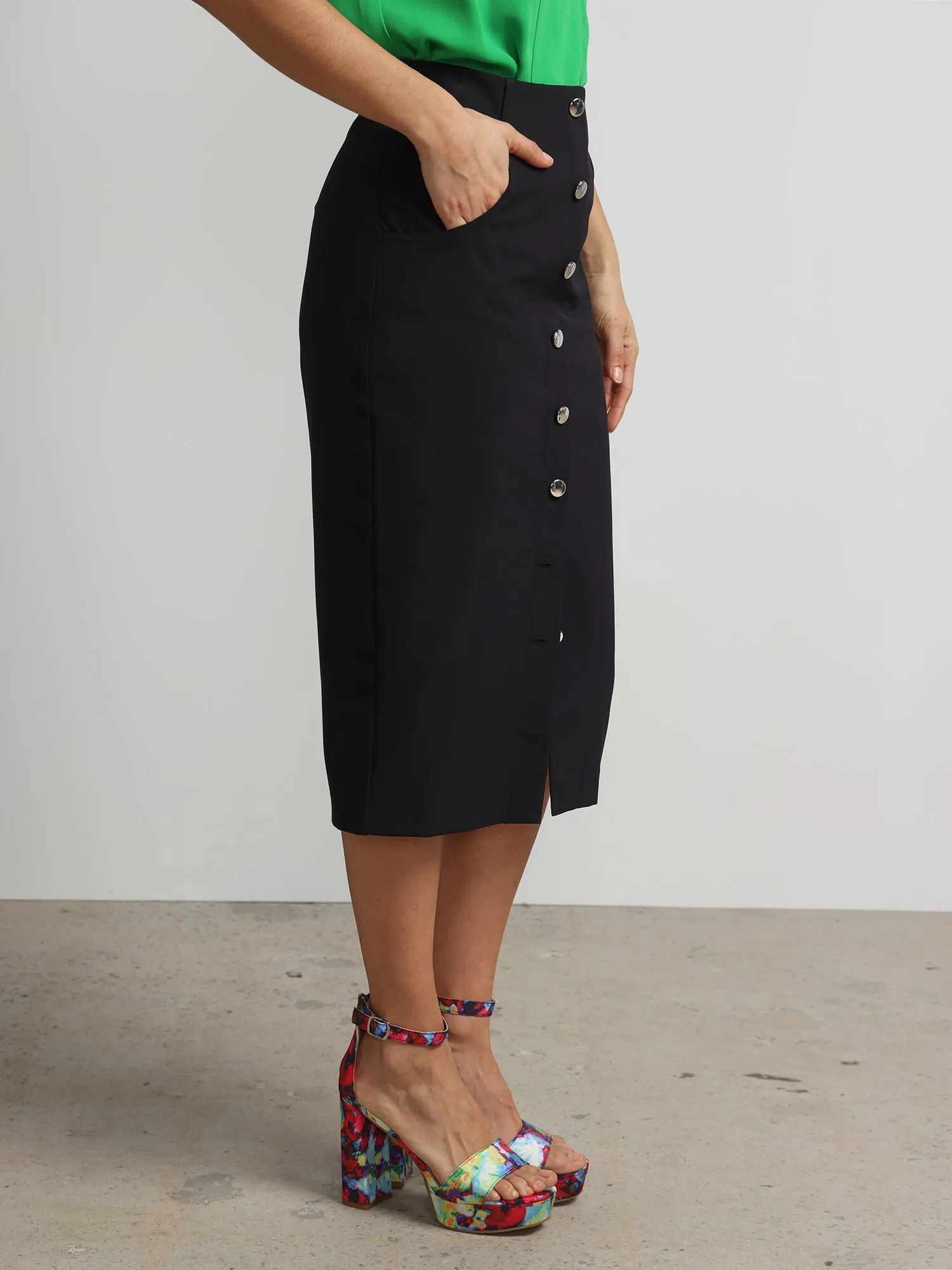 Super High-Rise Button-Front Pencil Skirt - Fit To Flatter