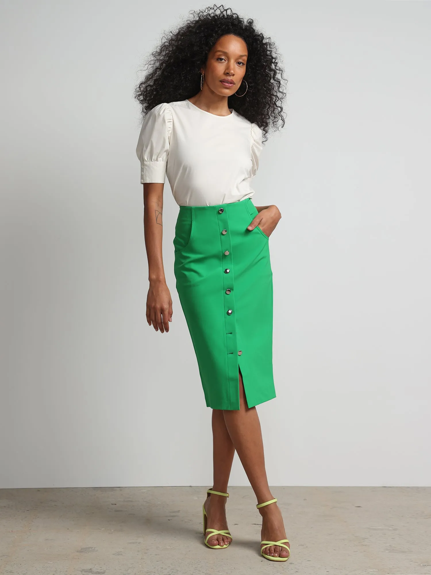 Super High-Rise Button-Front Pencil Skirt - Fit To Flatter