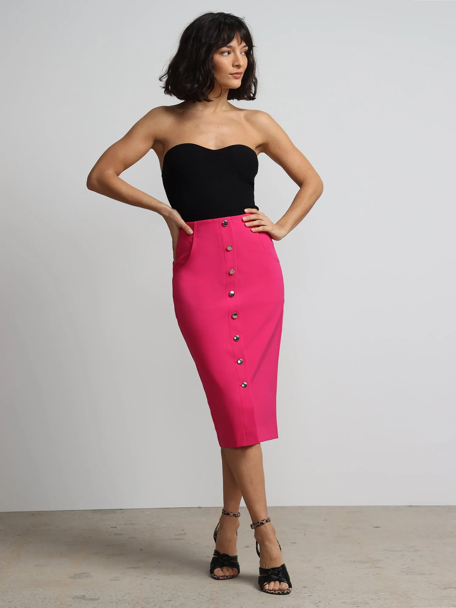 Super High-Rise Button-Front Pencil Skirt - Fit To Flatter