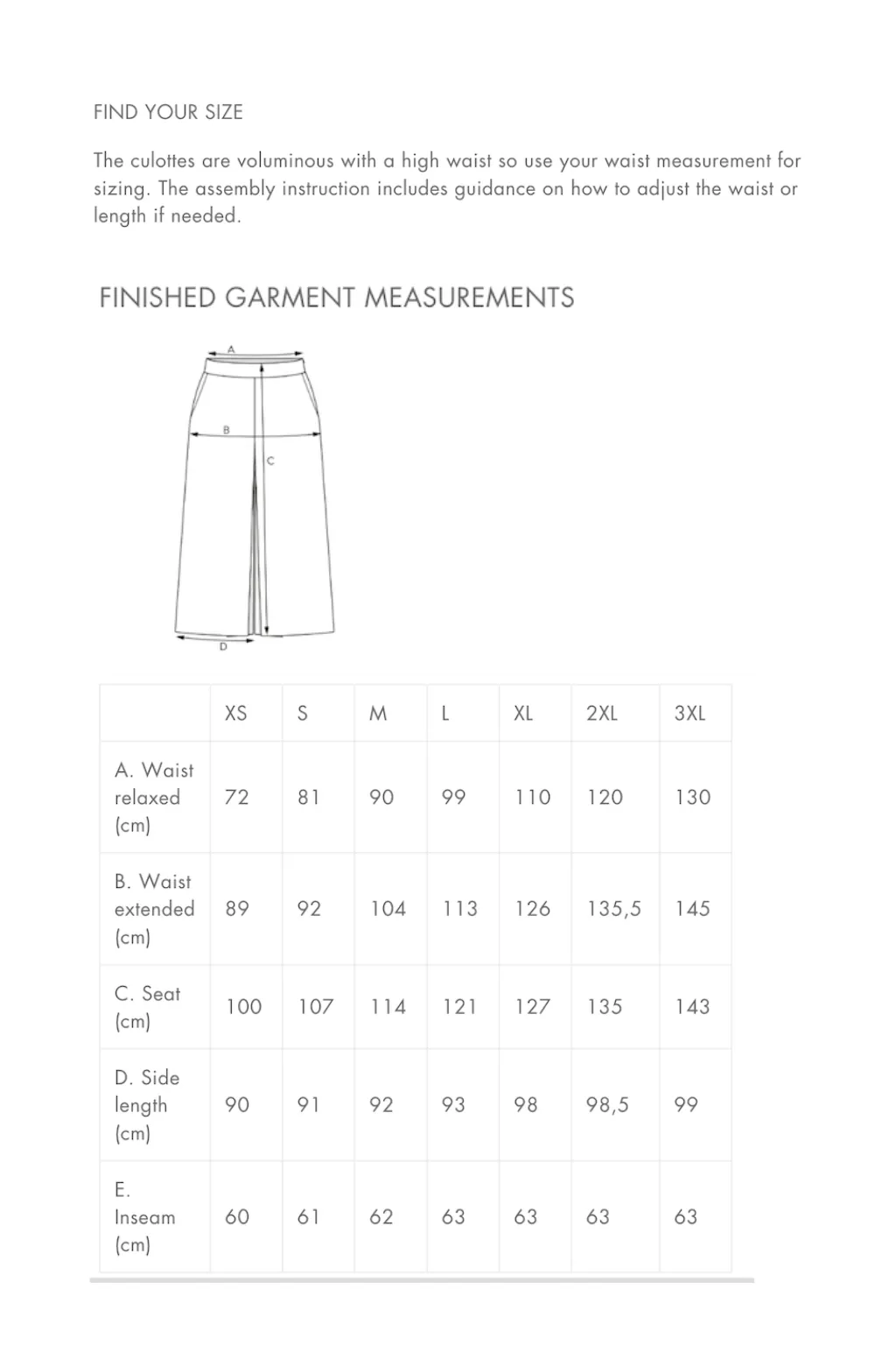 THE ASSEMBLY LINE • Culottes Sewing Pattern (XL - 3XL)