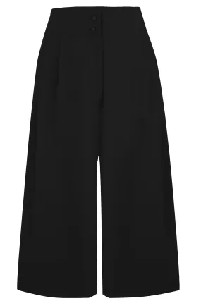 The "Sophia" Palazzo Culottes in Solid Black, Classic & Easy To Wear Vintage Inspired Style