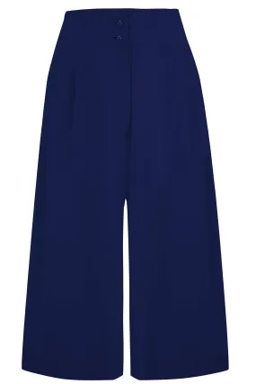 The "Sophia" Palazzo Culottes in Solid Navy, Classic & Easy To Wear Vintage Inspired Style