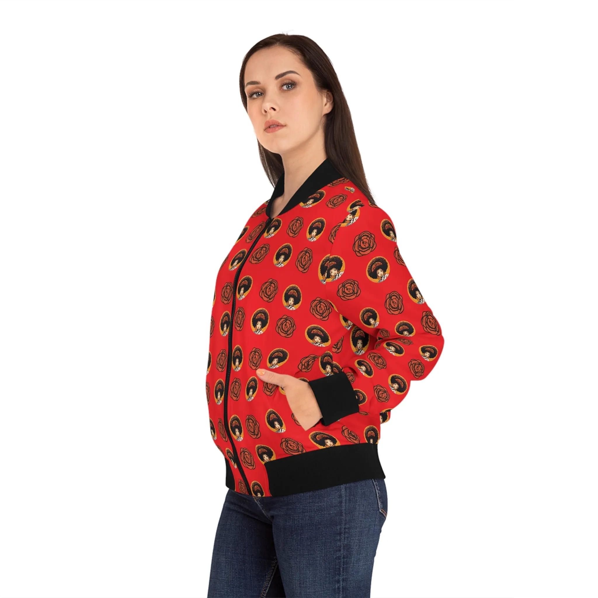 Tokio Rose Women's Bomber Jacket (Red)