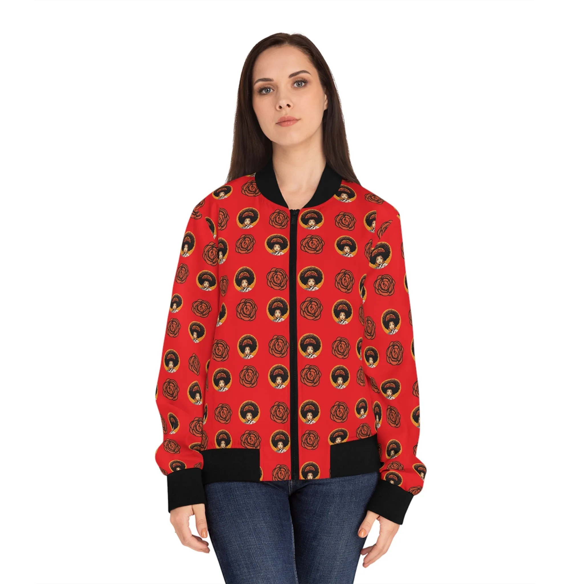 Tokio Rose Women's Bomber Jacket (Red)