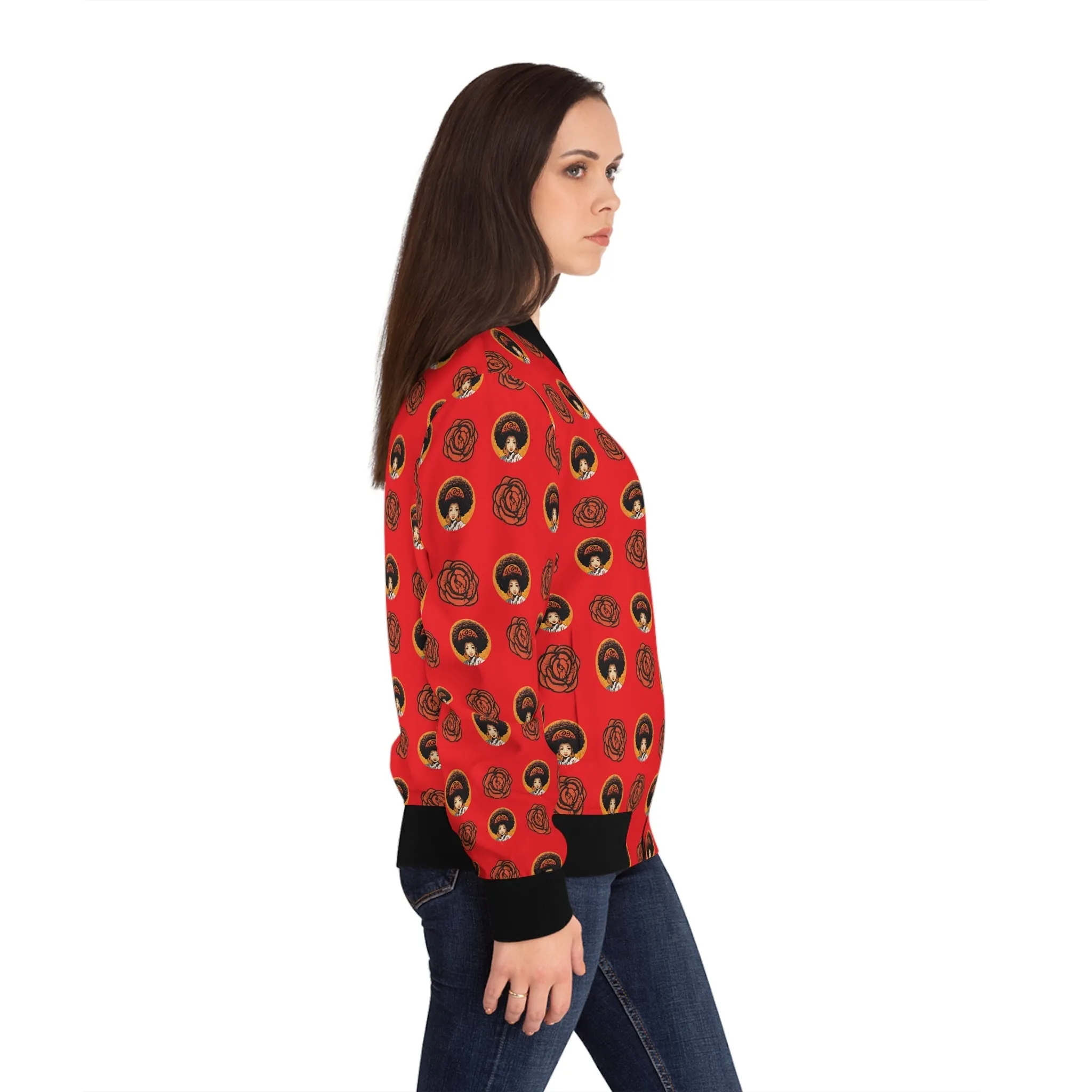 Tokio Rose Women's Bomber Jacket (Red)