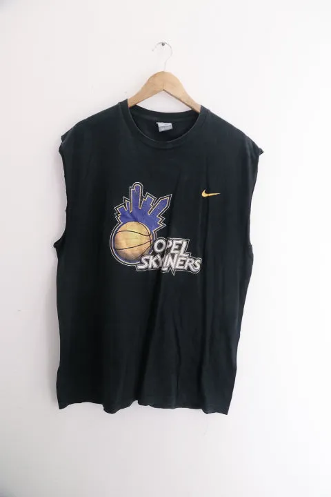 Vintage large oversized Nike Opel Skyliners graphics mens sleeveless black tees