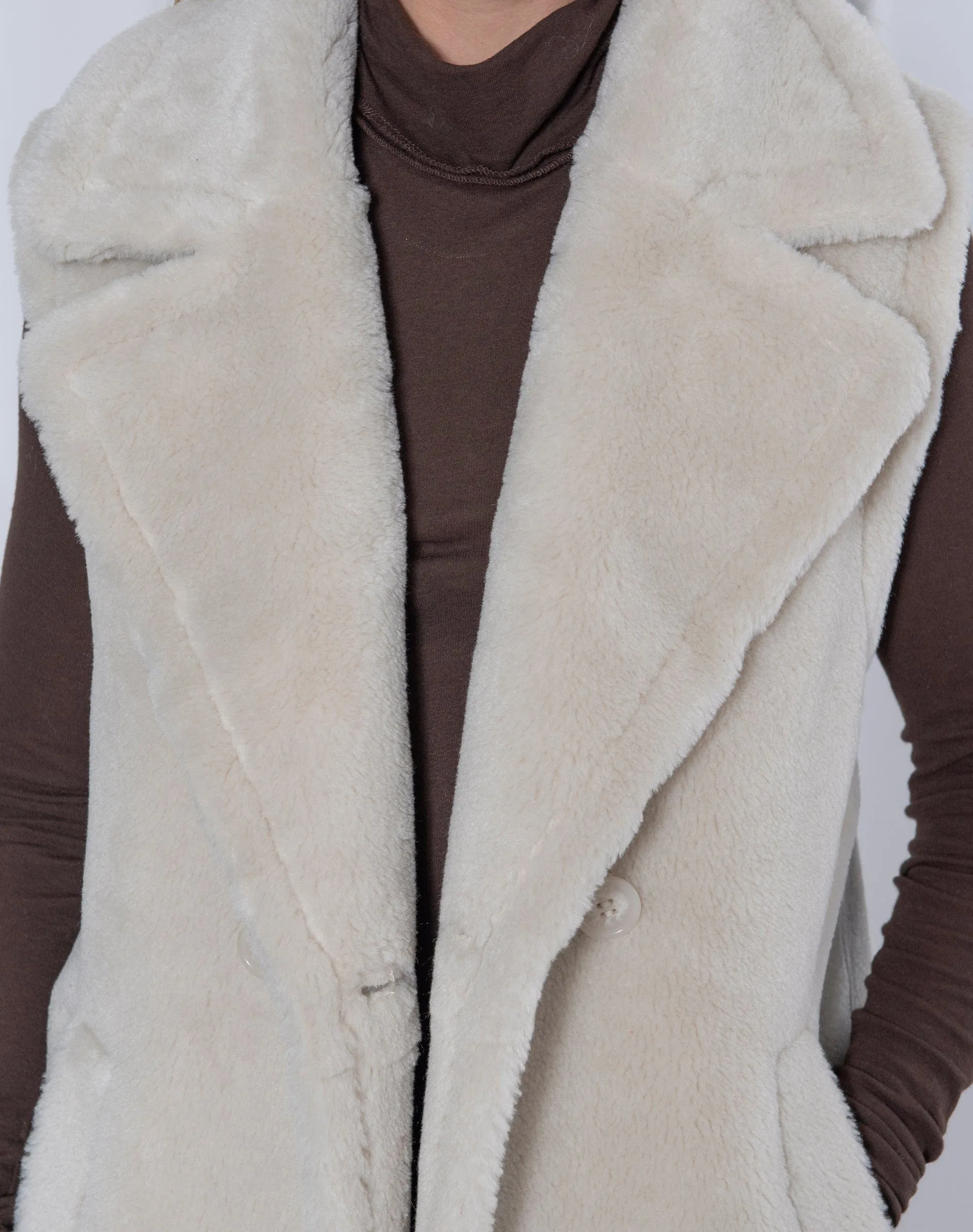 Weekend Rita Recycled Vegan Shearling Gilet | Natural Stone