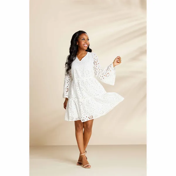 WHITE MEREDITH EYELET TUNIC