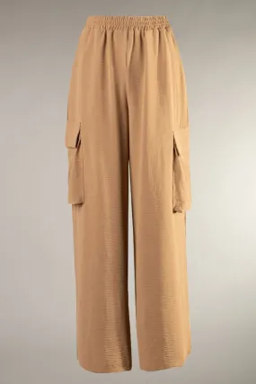 Wide Leg Cargo Pants (Taupe)