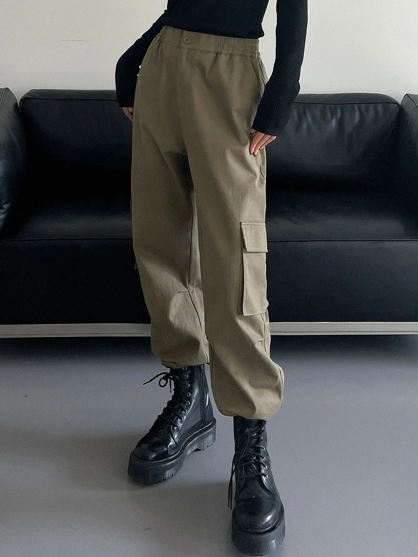 Zipped Long Length Cargo Pants