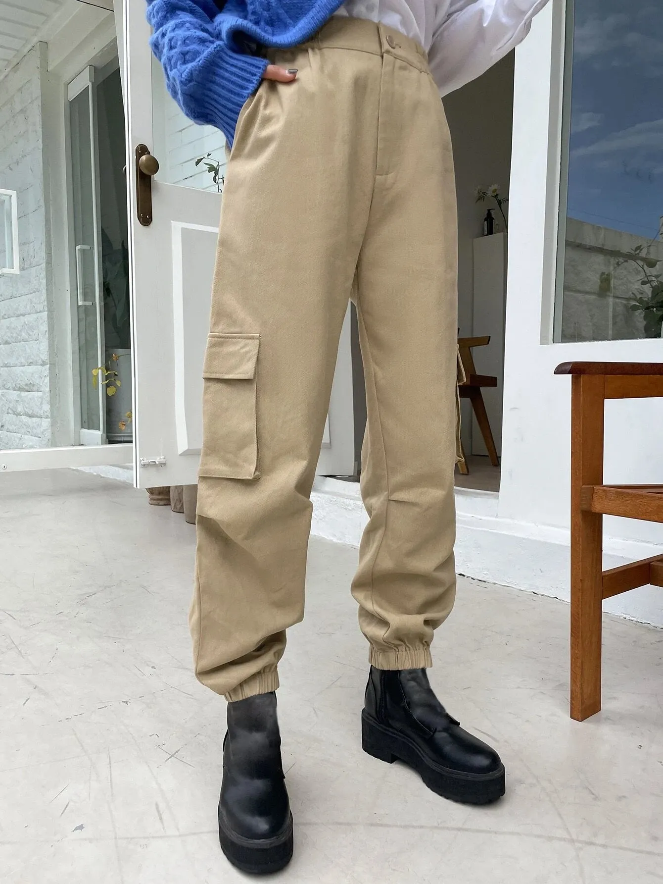 Zipped Long Length Cargo Pants