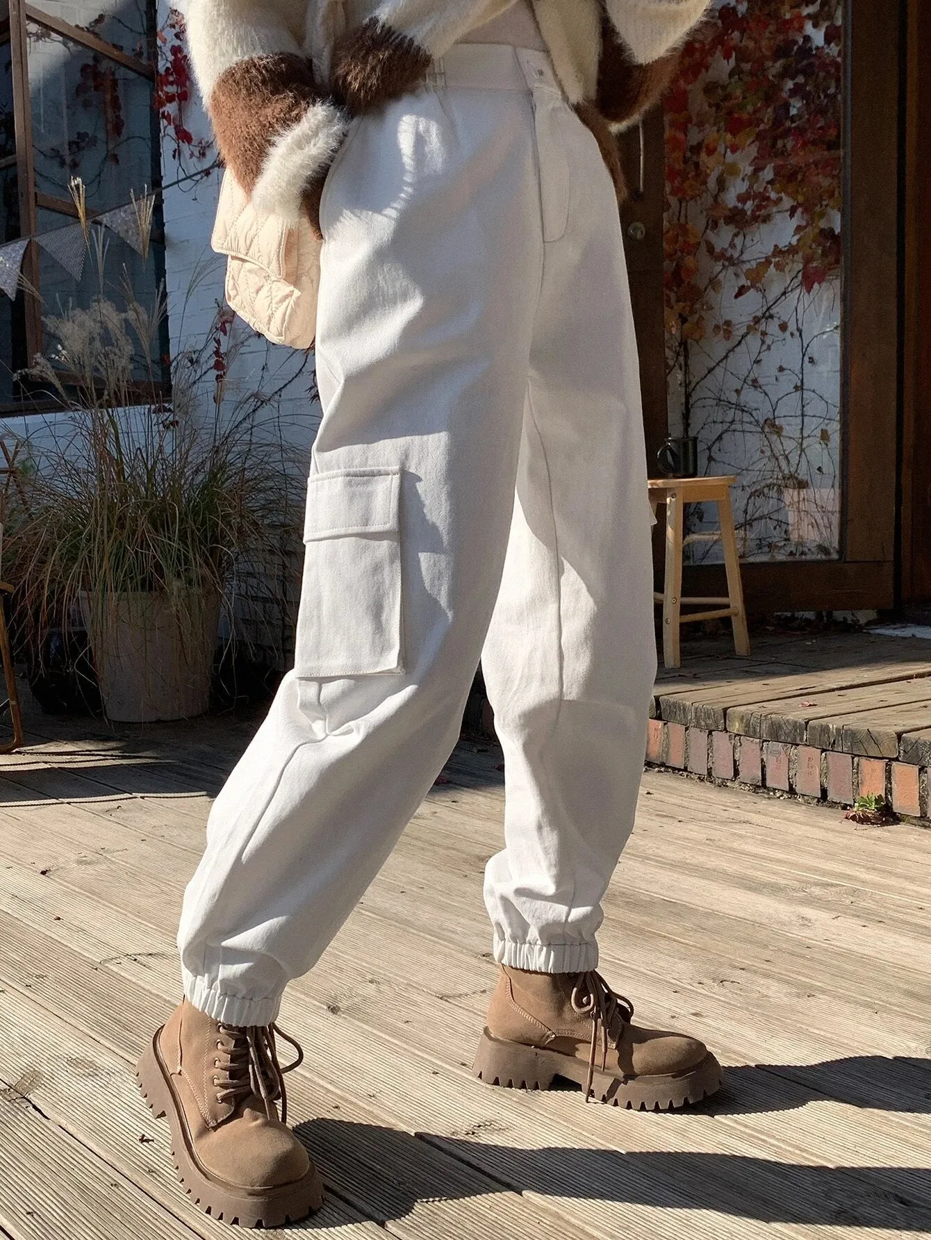 Zipped Long Length Cargo Pants