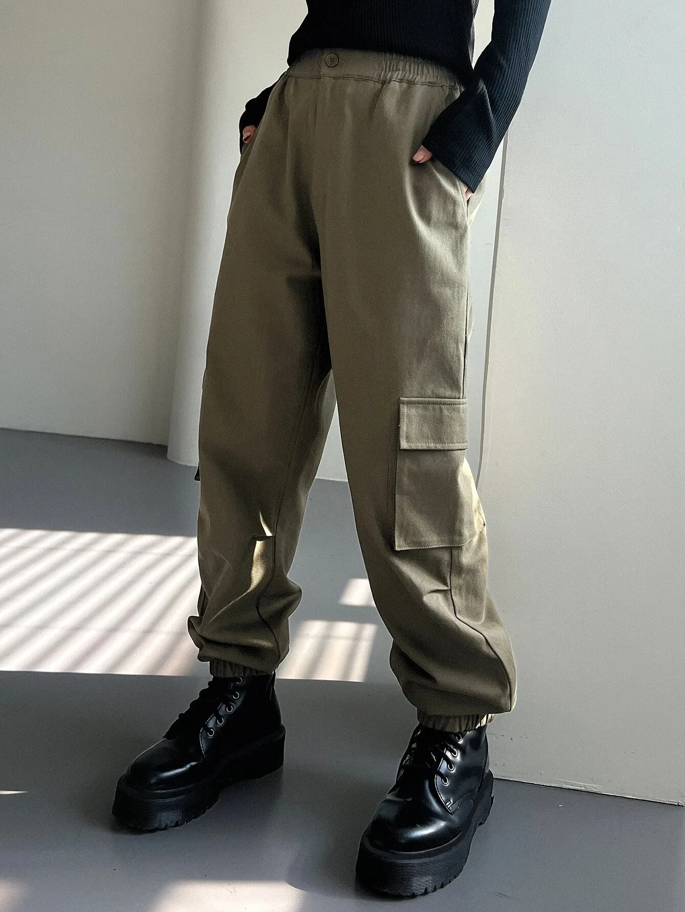 Zipped Long Length Cargo Pants