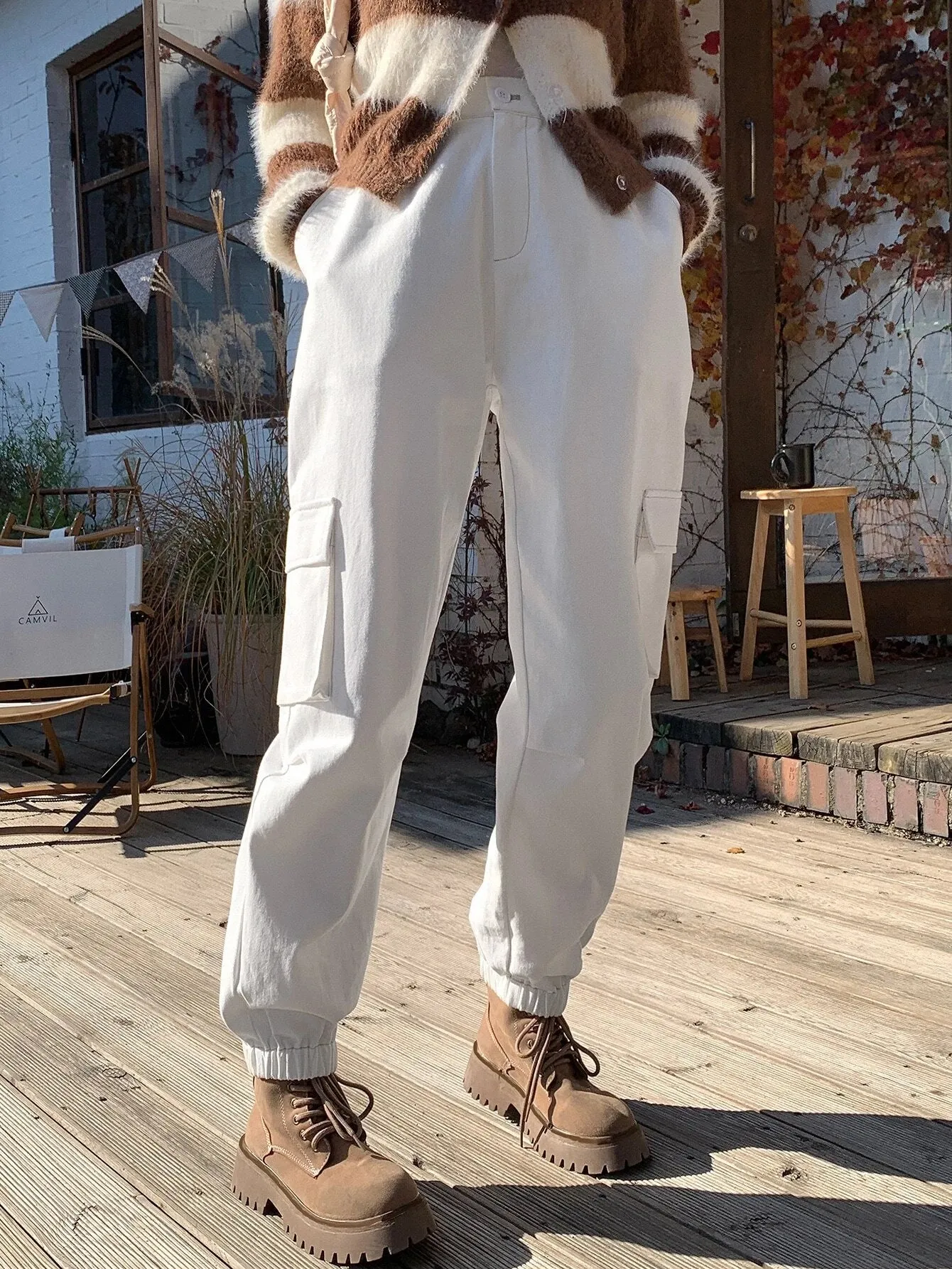 Zipped Long Length Cargo Pants