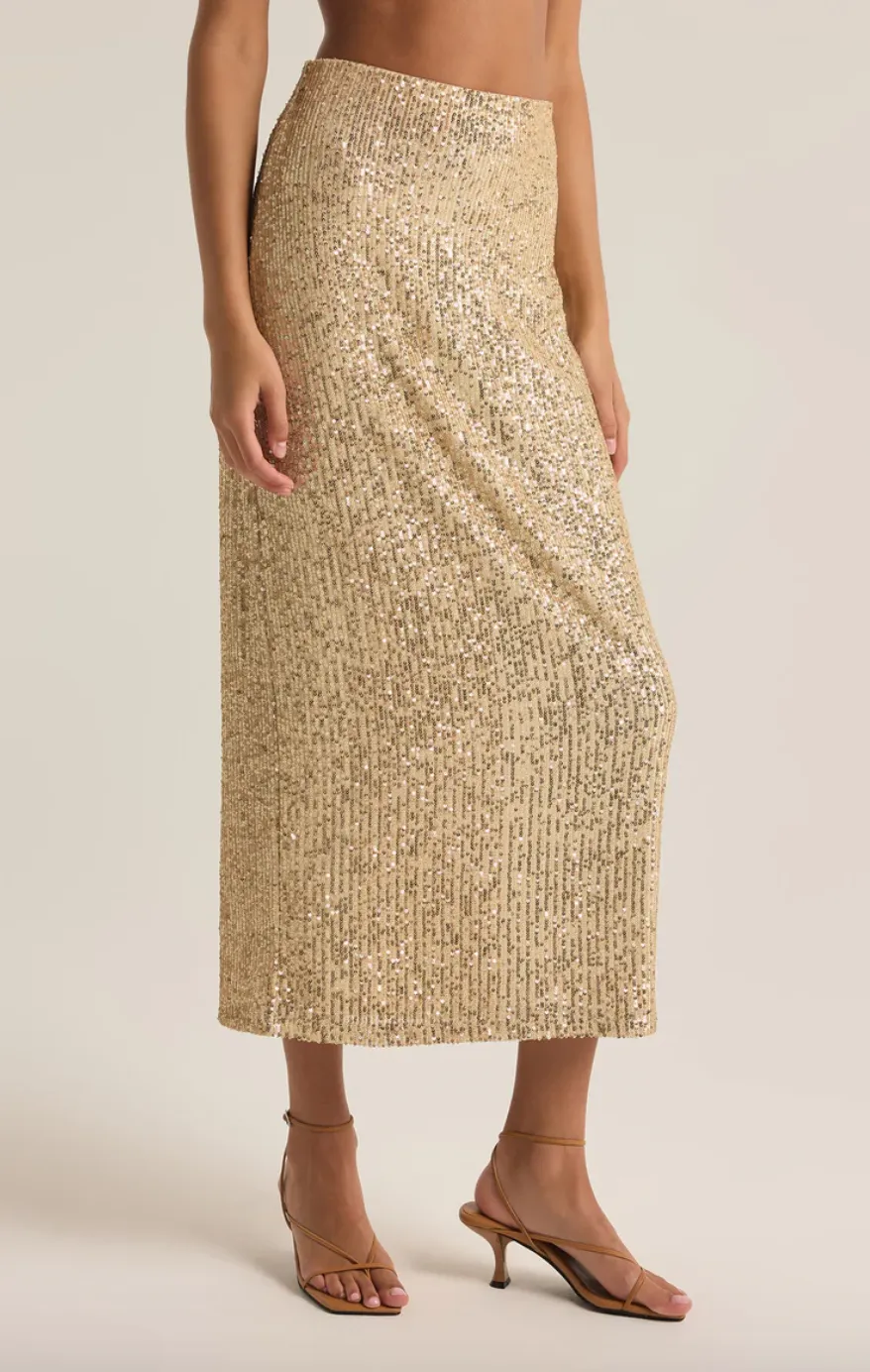 Zsup Sequin Midi Skirt-Champagne