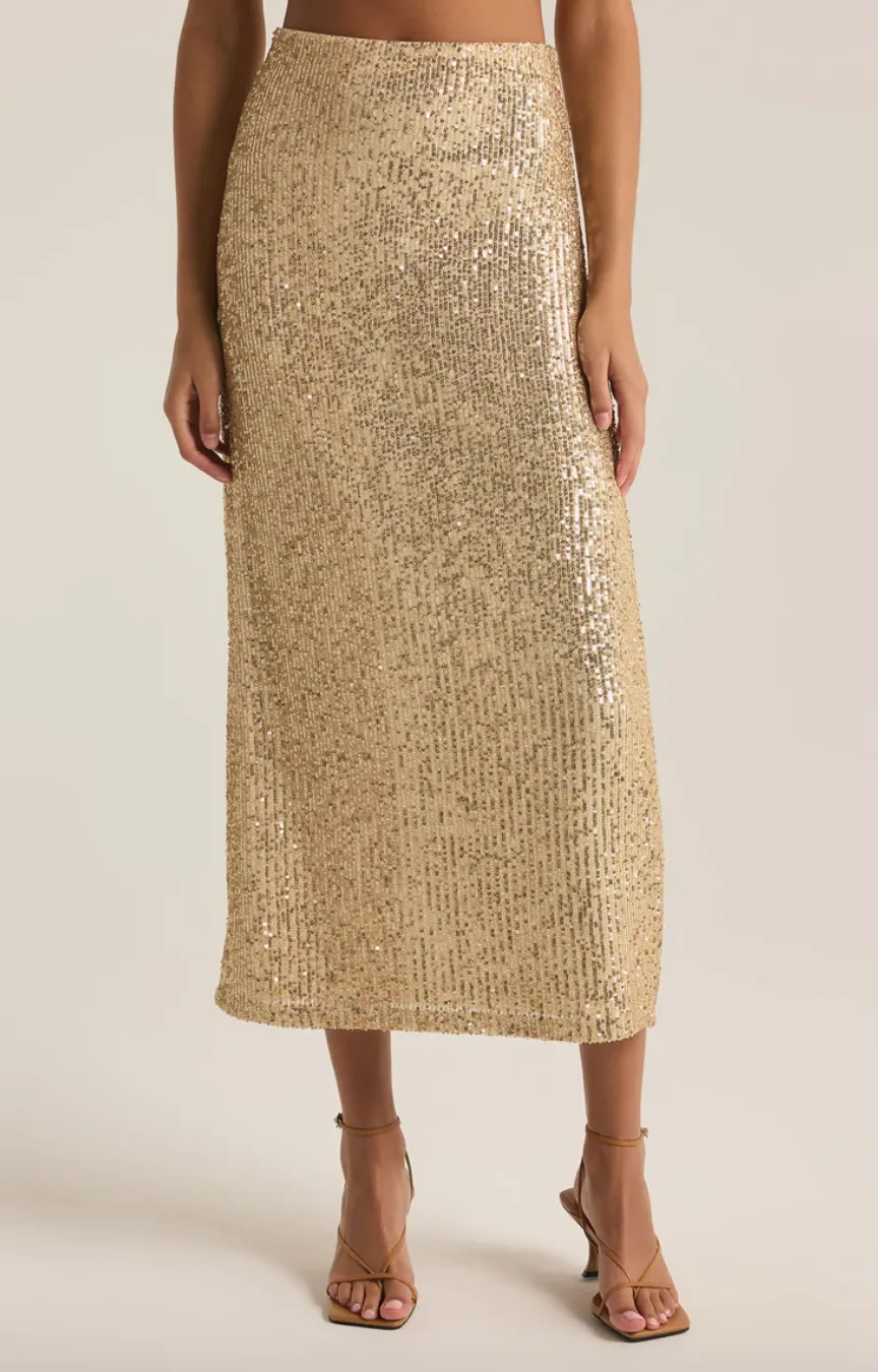 Zsup Sequin Midi Skirt-Champagne